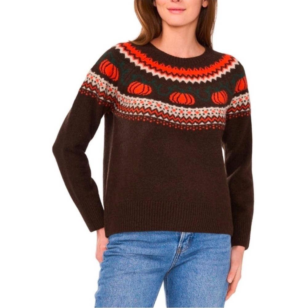 NWT Vince Camuto fall harvest Brown Pumpkin Pattern Sweater, medium